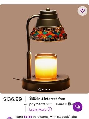 Multicolor Mosaic Candle Heater Lamp